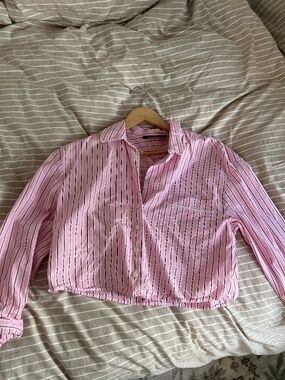Zara cropped collared shirt